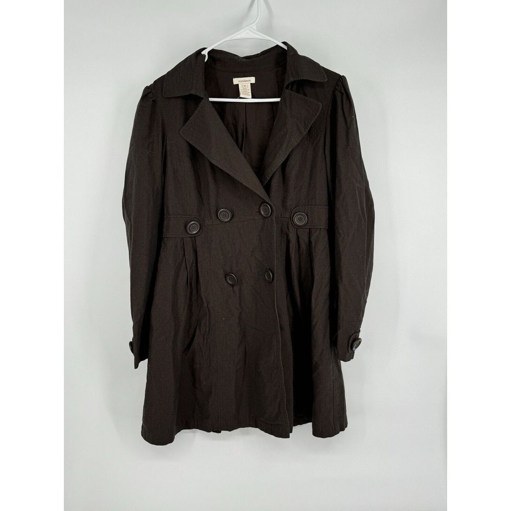 Sundance Double Breasted Overcoat Lightweight Brown Size Medium Trench Catalog